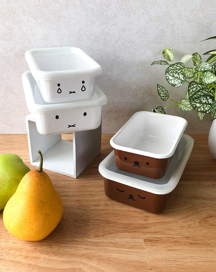 楽天市場】ホーロー 容器 ミッフィー容器 ホワイト 浅型角容器 2点