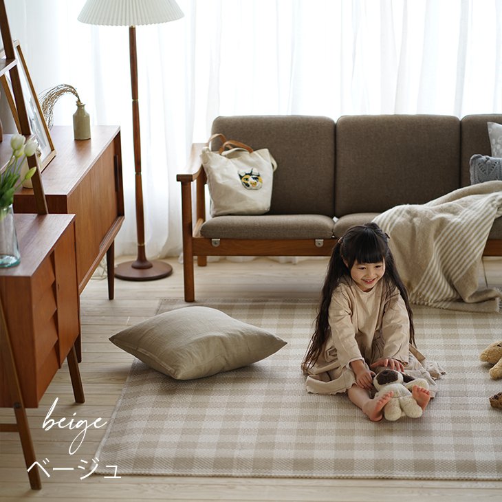 楽天市場】洗える 軽量ラグ ブロックチェック 185×185cm cucan