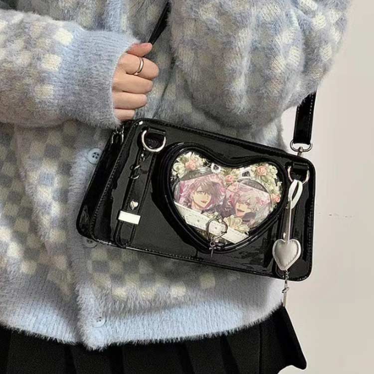 楽天市場】痛バ クリアバッグ 痛バッグ レザー調 ハート柄 パール