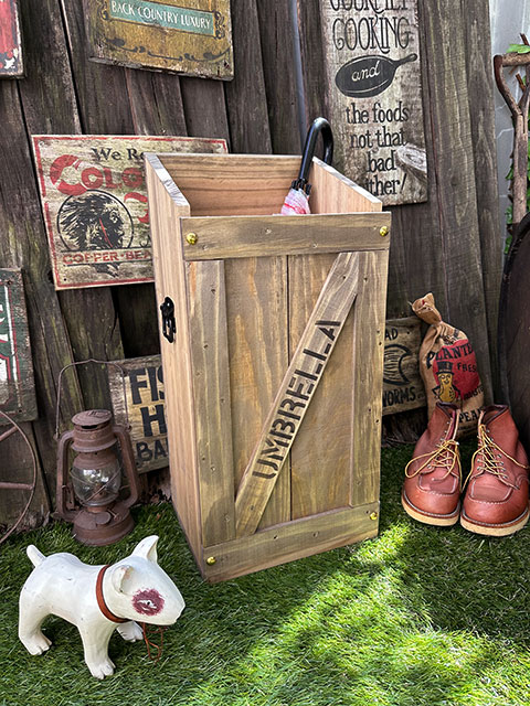 楽天市場】かさ立て （大） アルミ受皿付き こげ茶 アメリカン雑貨