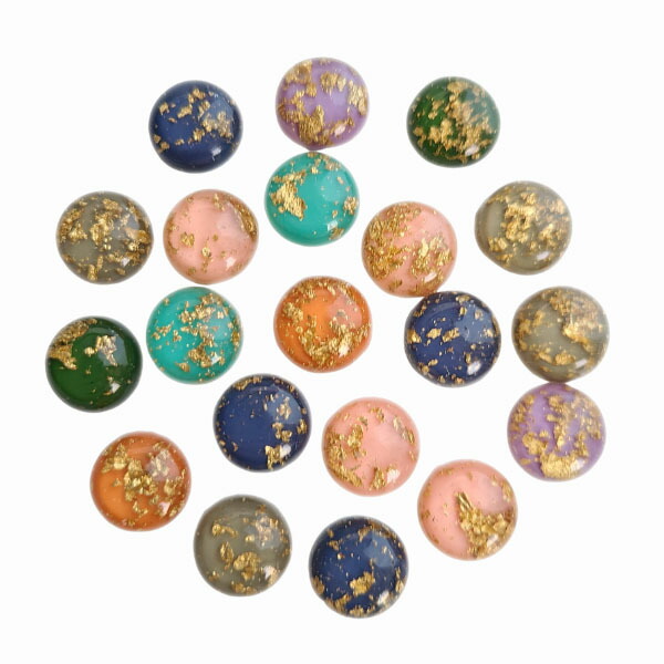 楽天市場】【12mm/20個 レジンカボション 金箔 クリア カラフル