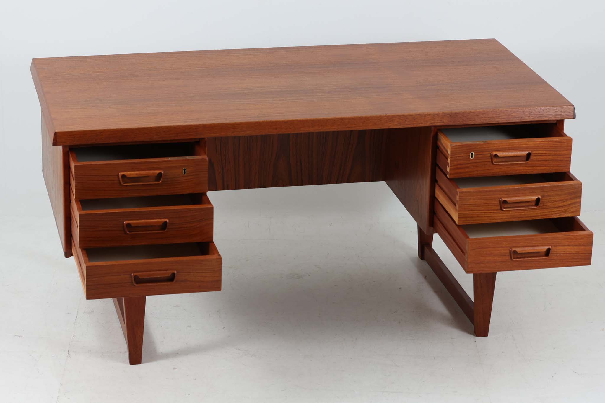 楽天市場】デンマーク製 両袖デスク チーク材 北欧家具ビンテージ