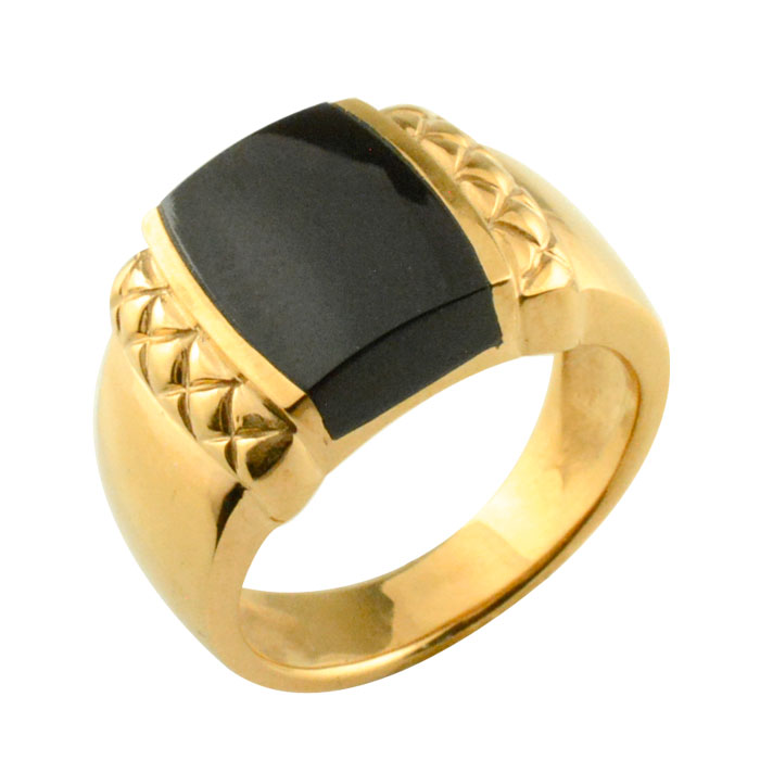 楽天市場】k18 リング オニキス 印台 イエローゴールド 指輪 18金