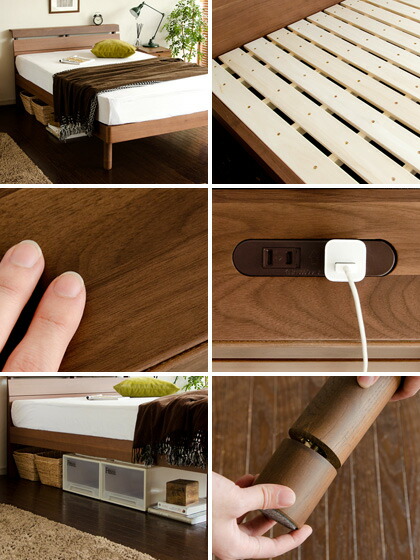 楽天市場】ベッド セミダブル フレーム 高さ調整可能 コンセント付 棚