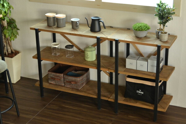 楽天市場】オープンラック 3段 組木 古材風 KALEIDO 約幅61cm （ 送料