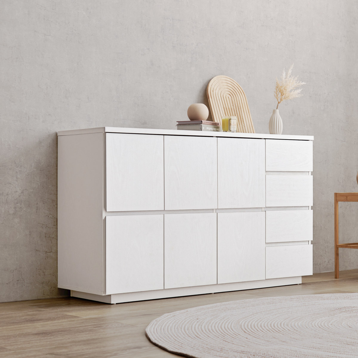 楽天市場】キャビネット 幅119cm 4段 木目調 （ チェスト リビング