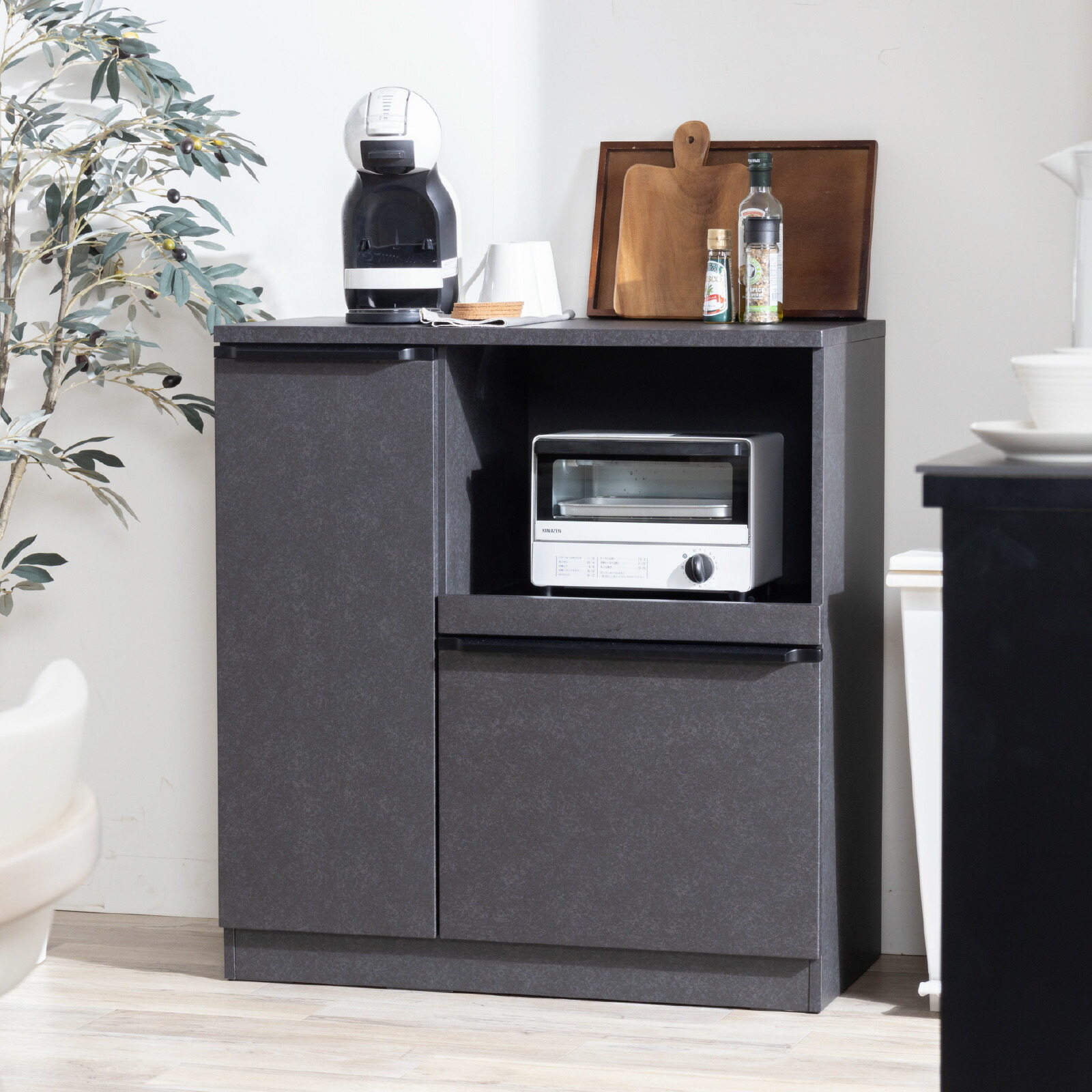 楽天市場】キッチンカウンター 80 幅 キッチン 作業台 ブラック