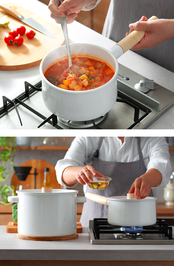 楽天市場】【楽天1位】 kaico 片手鍋 18cm 蓋付き 琺瑯鍋 日本製