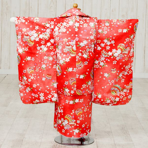 楽天市場】【レンタル】桜鈴 被布/着物：朱赤地 七五三 3歳着物