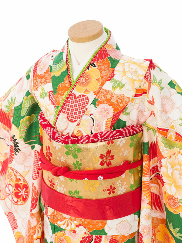 楽天市場】【レンタル】ブランド 式部浪漫 緑-鶴 七五三 7歳女の子