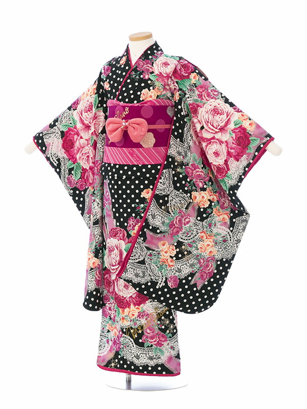 楽天市場】【レンタル】ブランド Mezzo Piano 黒水玉-薔薇 七五三 7歳