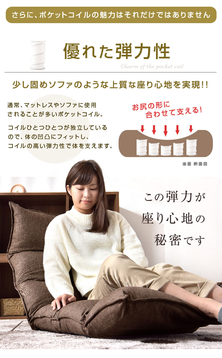 楽天市場】へたりにくい ポケットコイル ＆ オール低反発 座椅子 高