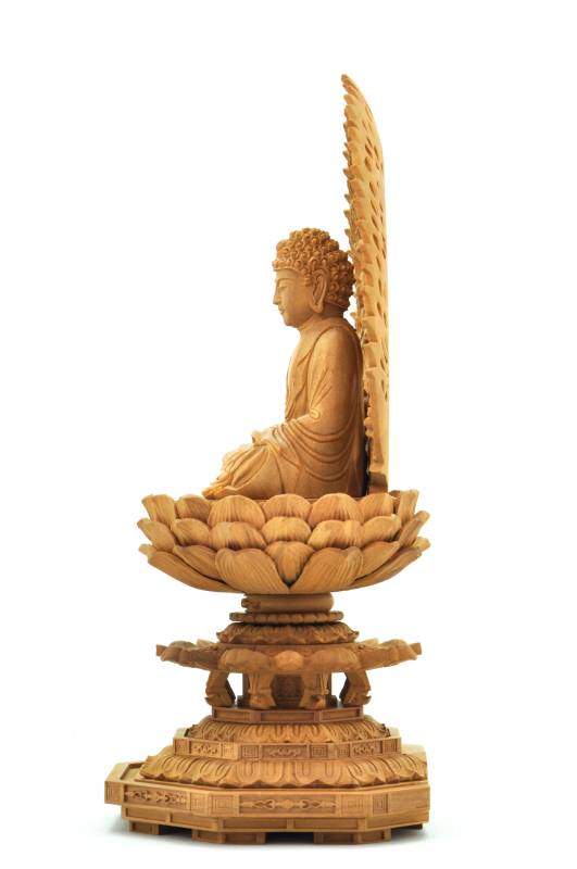 光背(3寸坐像用)#417透し彫 奏楽飛天 宝塔 ◇白檀 木彫 仏像付属品