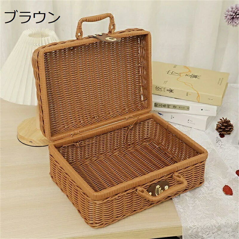 楽天市場】フタ付き かご バスケット カゴ 籐調 ラタン調 雑貨