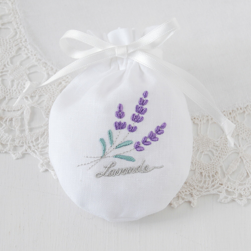 楽天市場】ラベンダー サシェ 巾着 刺繍 2色 / リネン GIORI アロマ