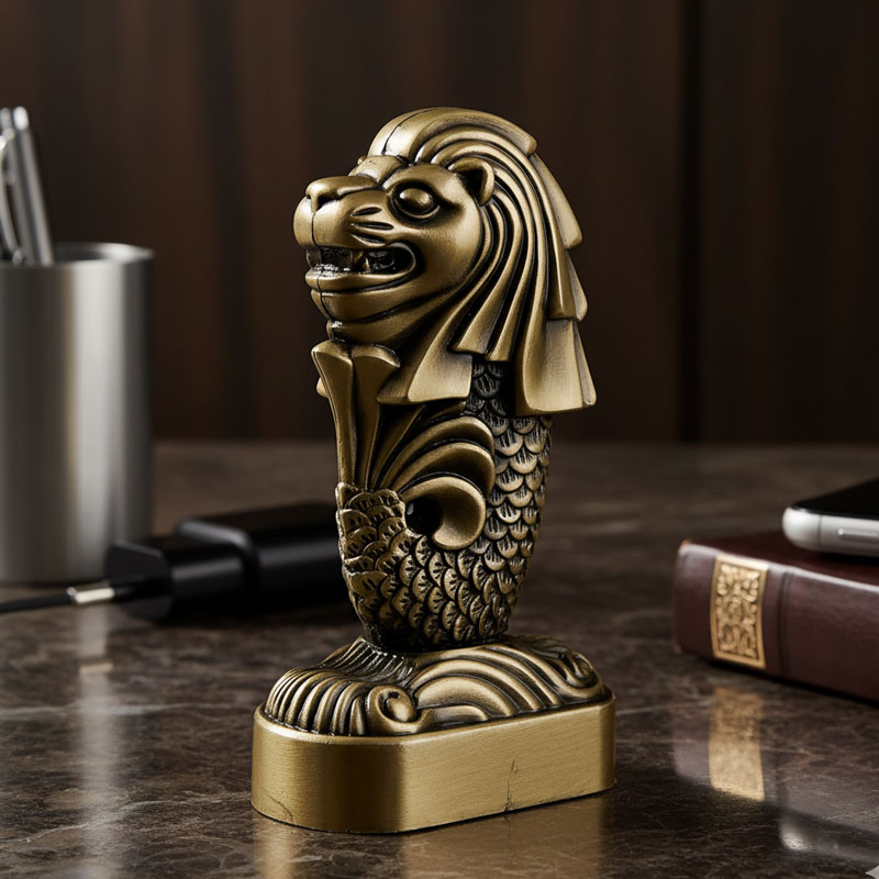 楽天市場】送料無料 マーライオン インテリア 置物 鉄 ライオン 魚