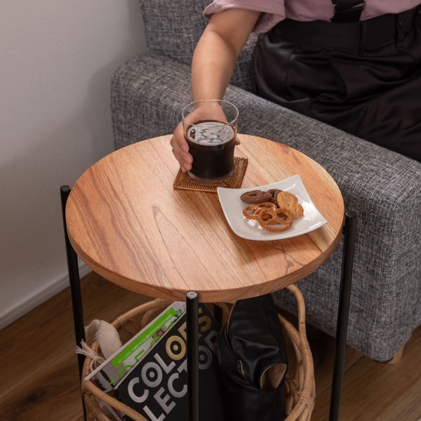 楽天市場】テーブル バスケット付き 高さ60cm 収納 机 サイドテーブル