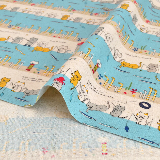 楽天市場】つや消し ラミネート 生地 釣り猫 feat. チンアナゴ □ ねこ