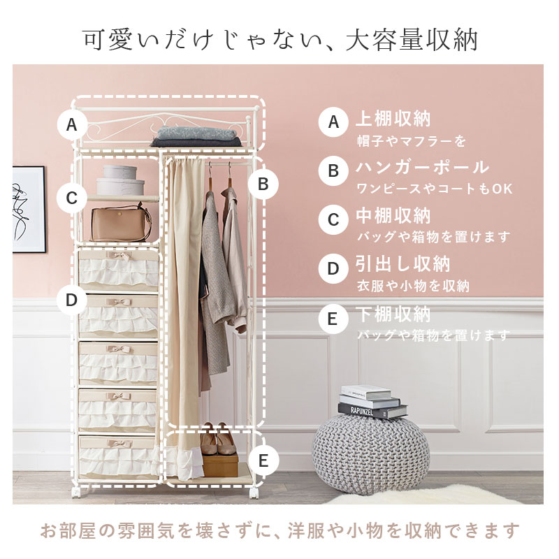 楽天市場】【エントリー最大P4倍＆クーポン有】フリルハンガーラック