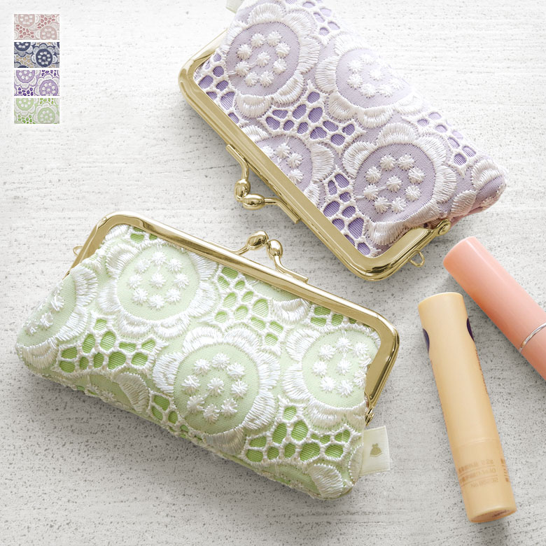 楽天市場】【在庫商品】鏡付きがま口リップケース【ポリッシュレース