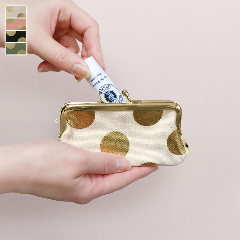 楽天市場】【在庫商品】鏡付きがま口リップケース【HAKUドット】[M便 1