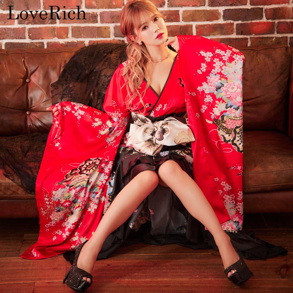 楽天市場】【高級ライン】1180サテン和柄フリルロング着物ドレス 衣装