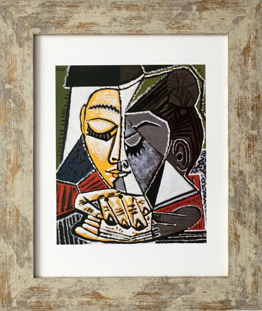 パブロ・ピカソ、あいびき、希少な額装用画集より、新品高級額装付