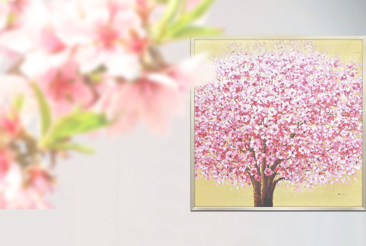 楽天市場】絵画 オイル ペイント アート「ゴールデン サクラ」 桜 油絵