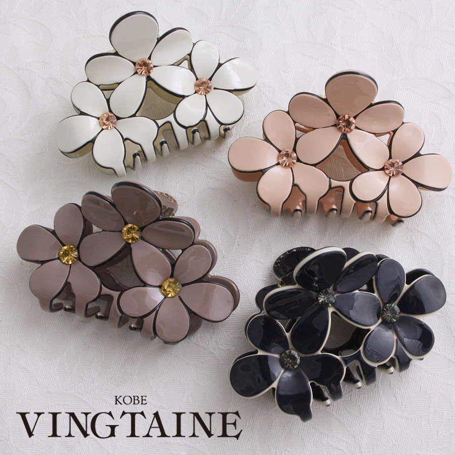 楽天市場】トリプルフラワーバンスクリップ Mサイズ エレガント 花