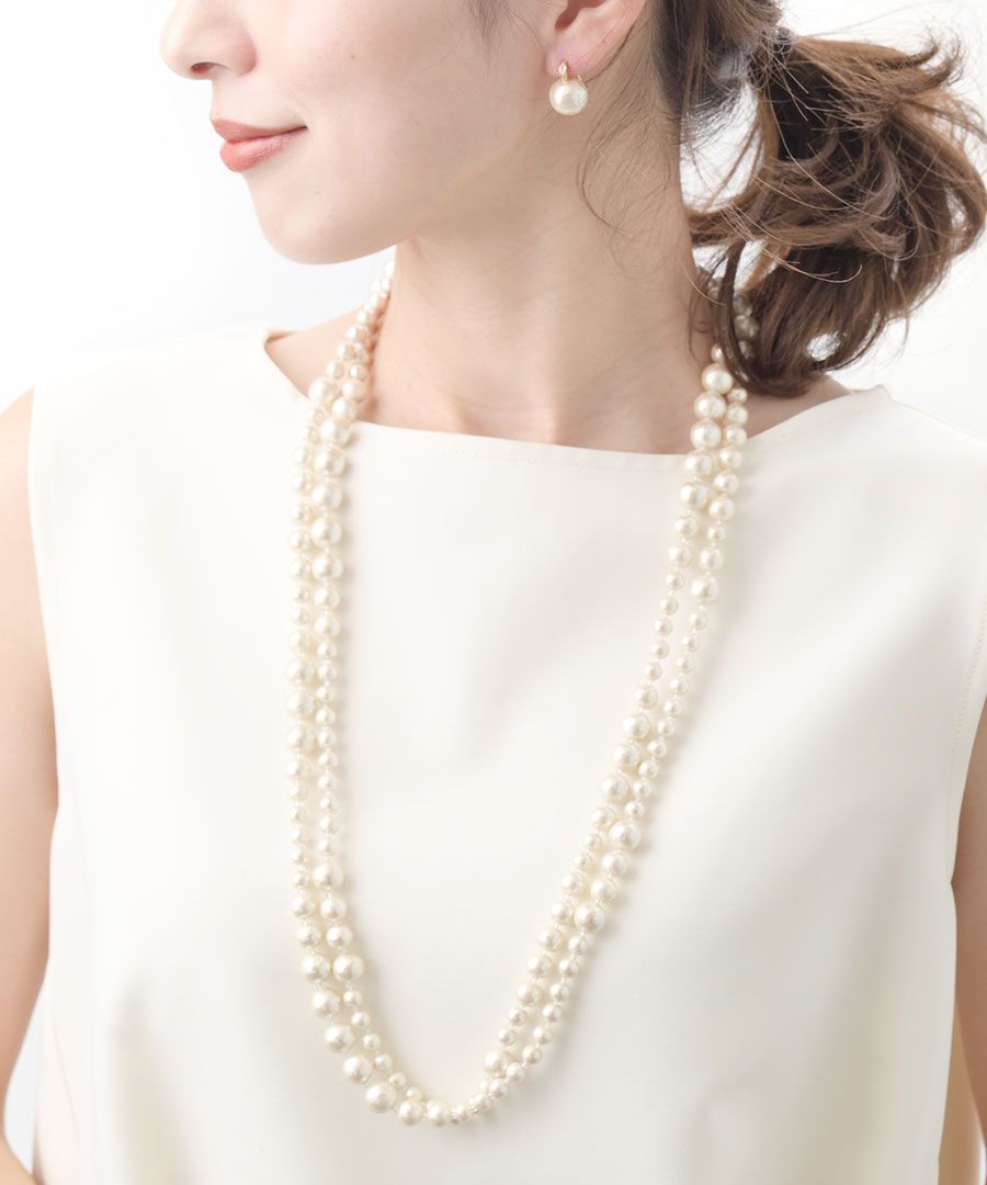 楽天市場】ランダムコットンパールロングネックレス シンプル アレンジ