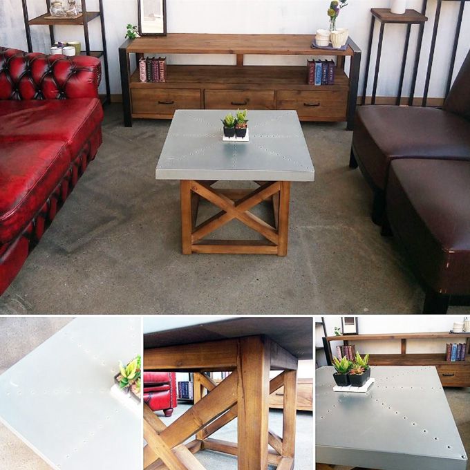 ブルックリン家具】古材 × 亜鉛天板 コーヒーテーブル W60 楽天市場