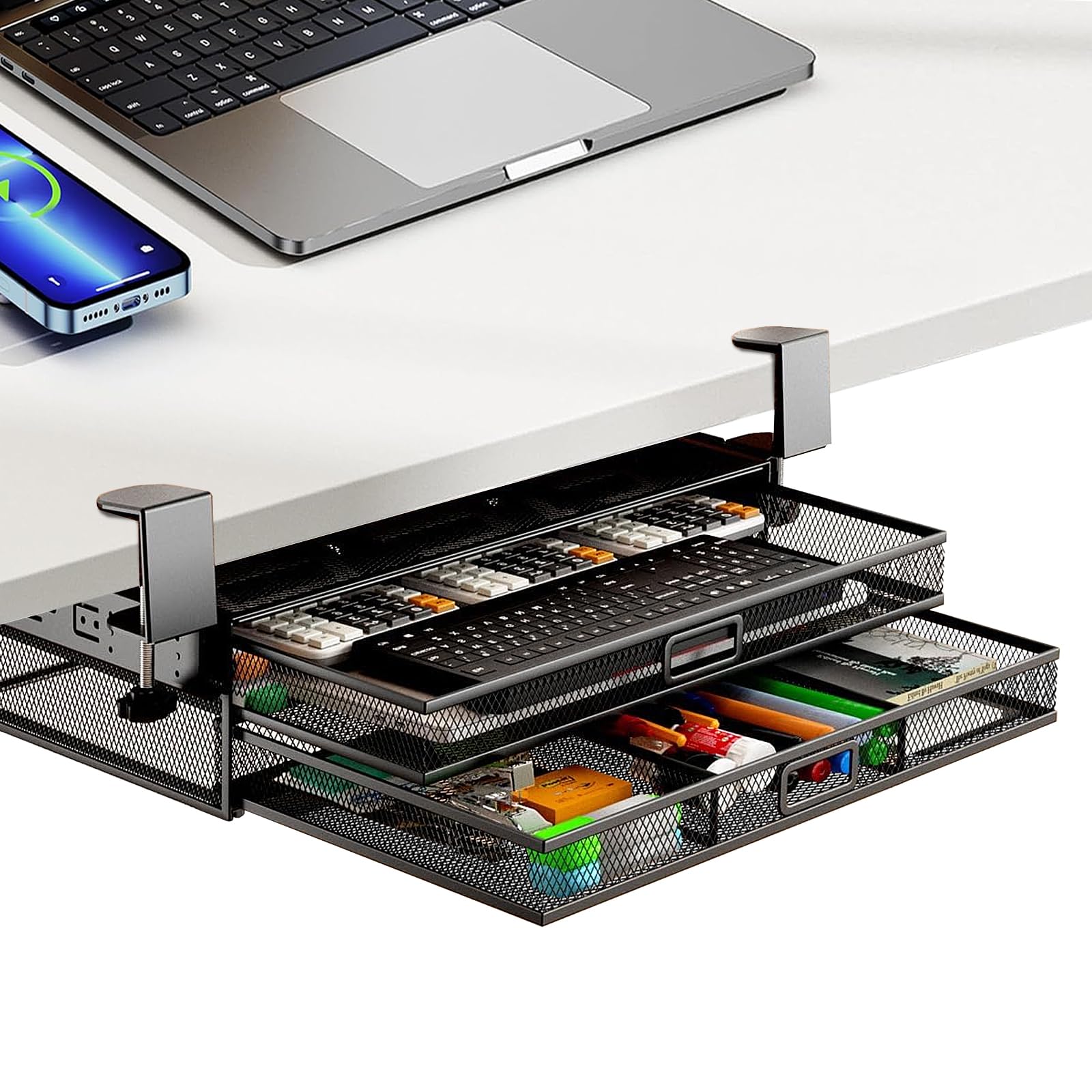 楽天市場】卓下収納ラック デスク下引き出し 後付け引き出し スライド