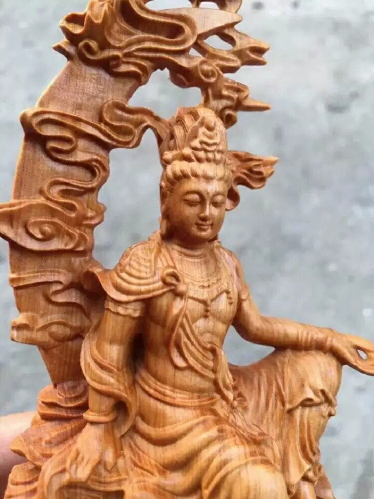 楽天市場】【在庫限り】三日月 雲 観音像 観音菩薩 立像 木彫り 仏像
