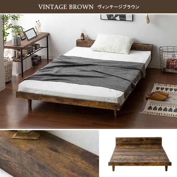 楽天市場】ベッド セミダブル セミダブルベッド 棚付き ローベッド