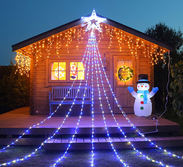 楽天市場】LEDドレープライト420球スター付(6m・コントローラー点滅)白