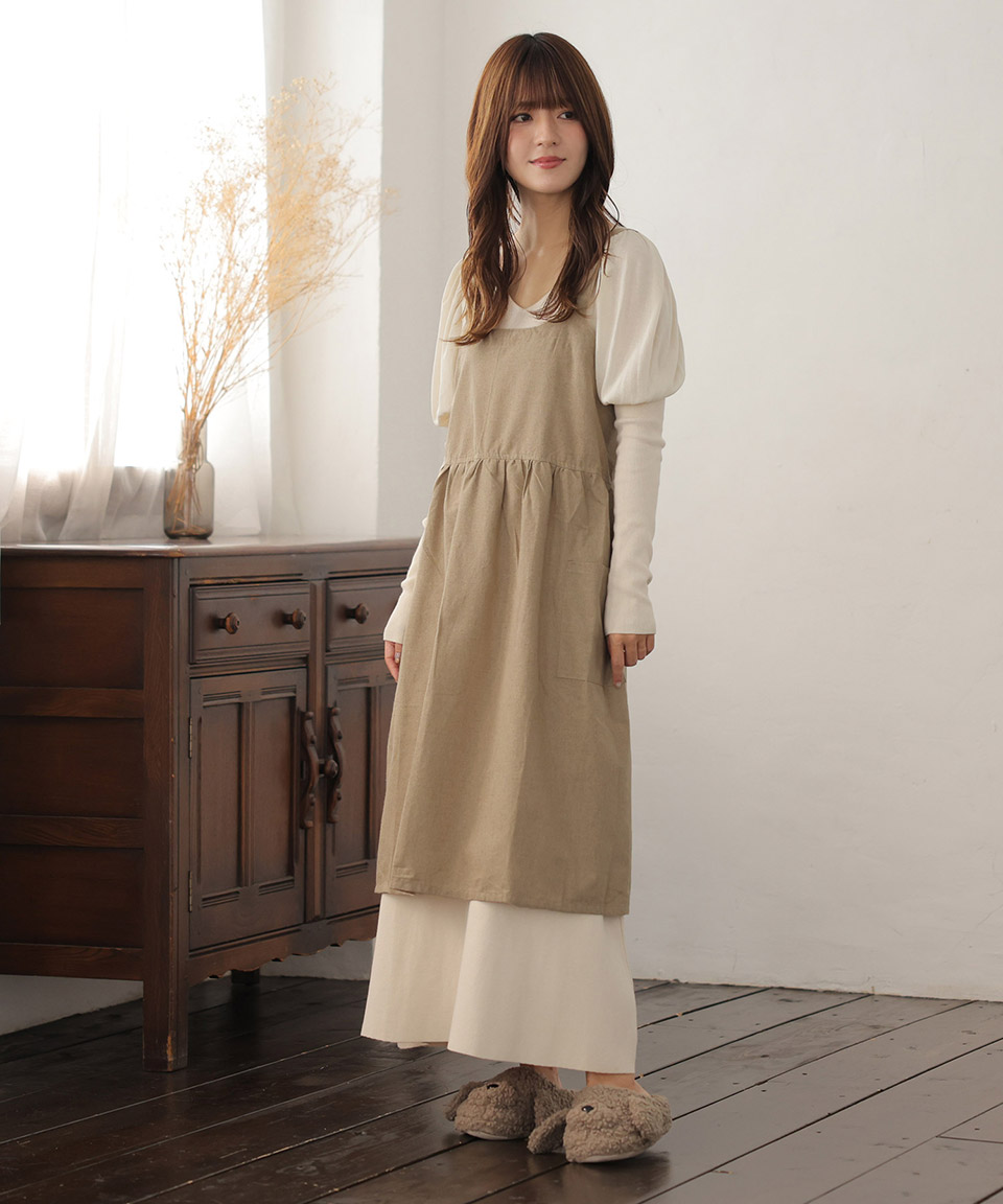 楽天市場】エプロン フレア シンプル 無地 ギャザー 可愛い フェミニン