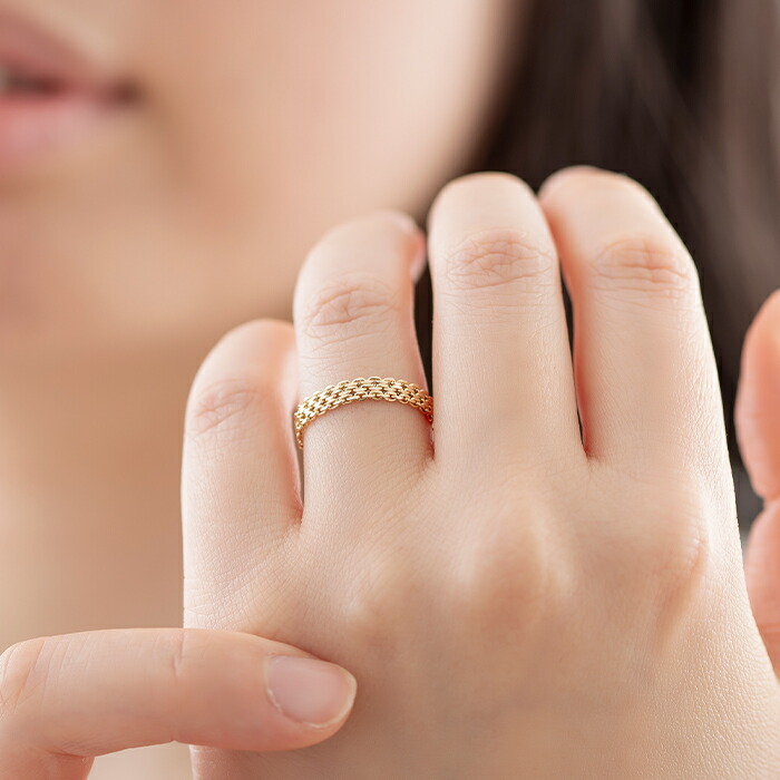 楽天市場】K18YG ビスマルク チェーンリング イタリー製 リング 指輪