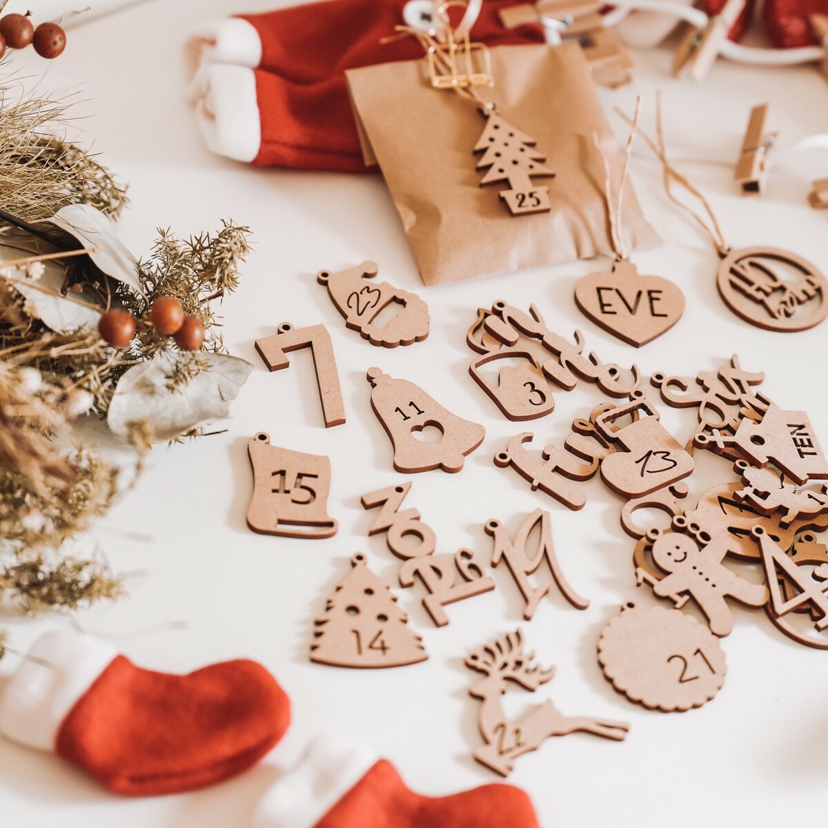 楽天市場】木製〈 アドベントカレンダー 25個セット 〉 クリスマス