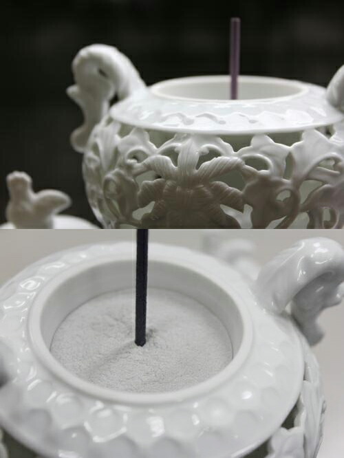 楽天市場】【日本香堂】白磁唐草透し彫【日本製】【香炉】【有田焼