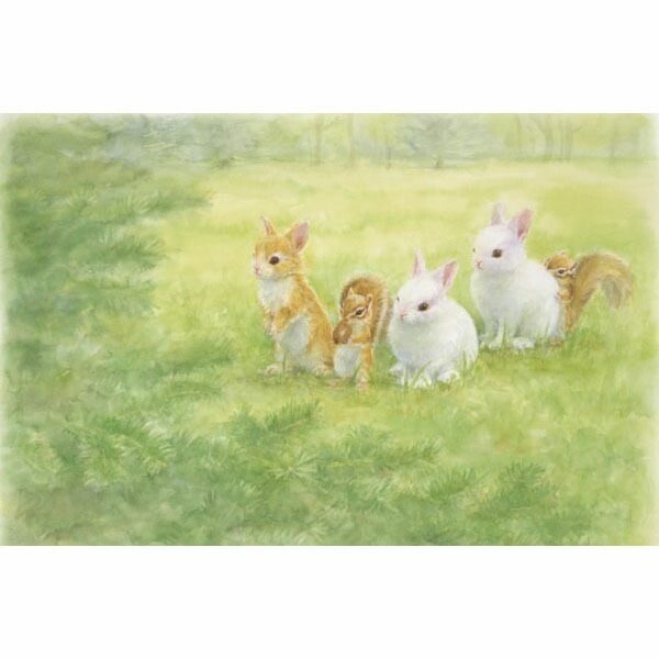 楽天市場】土田穣 絵画・アート(版画額装品)/森とお話し/ウサギ