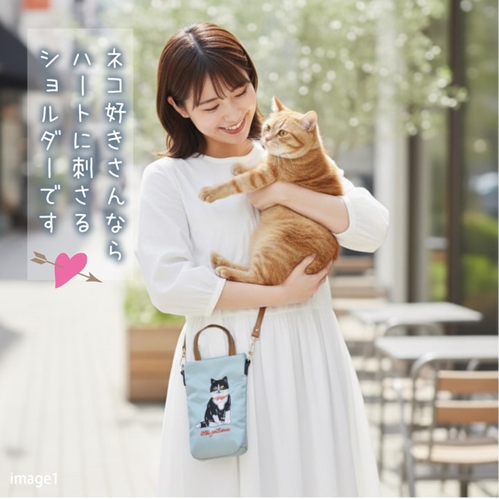 楽天市場】【在庫限り】 ネコ刺繍 スマホショルダー 2Way 小さめ 軽量