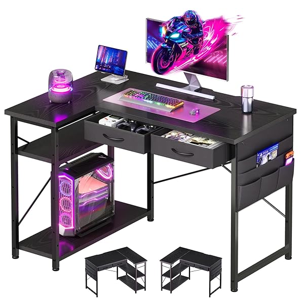 楽天市場】l字デスク ブラウンの通販