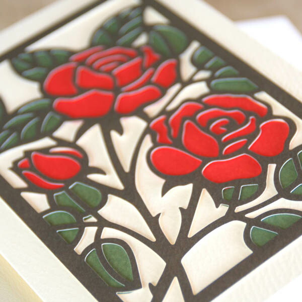 楽天市場】和風多目的アートカード「バラ」竹内一永切り絵「真紅の薔薇