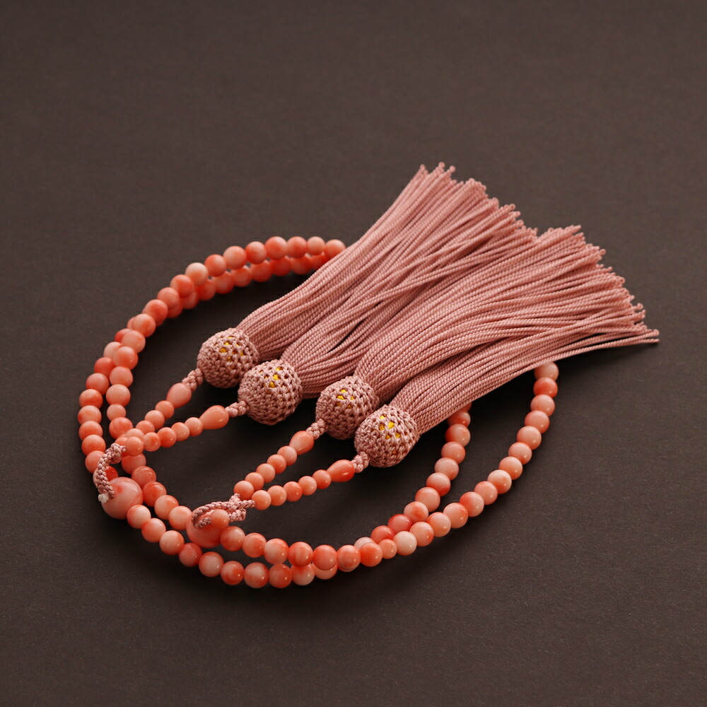 楽天市場】≪送料無料＆1年保証≫ピンク珊瑚6ミリ玉本連念珠「八宗用