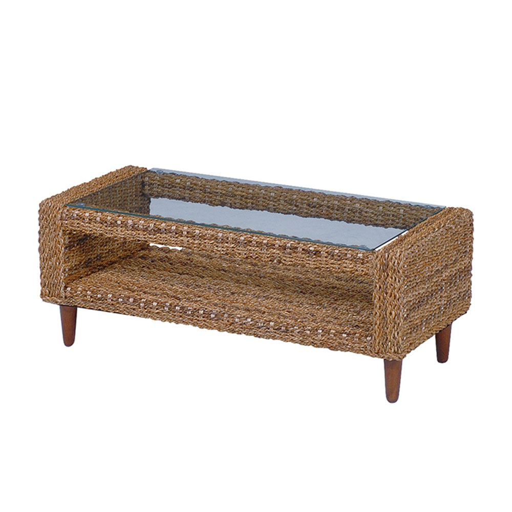 楽天市場】センターテーブル アバカ素材 強化ガラス天板 幅100cm 収納