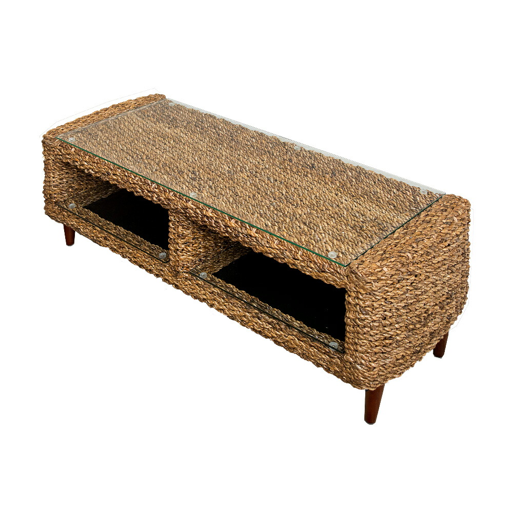 楽天市場】テレビ台 アバカ素材 強化ガラス天板 幅120cm 収納棚付き