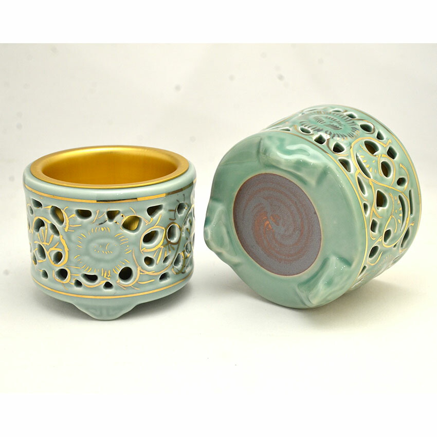 楽天市場】東用 香炉 透かし香炉 真宗大谷派用 金付 2.5号 大 青磁色