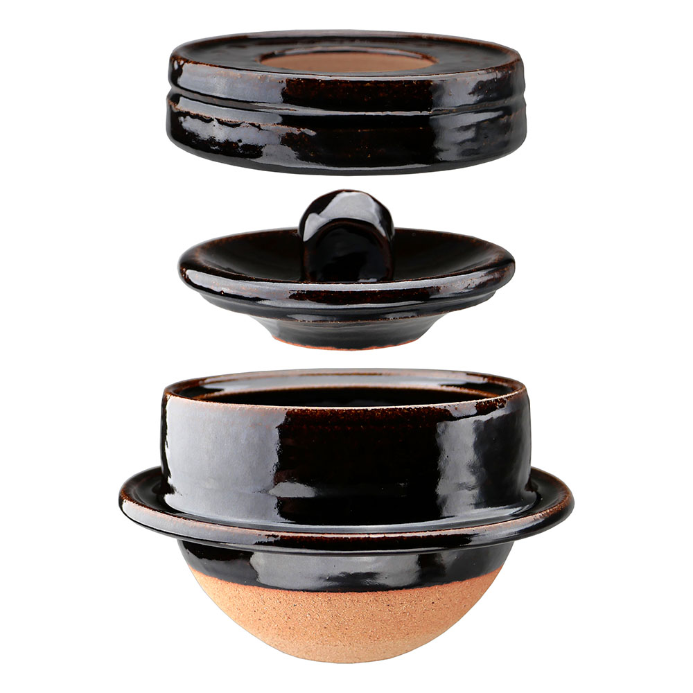 楽天市場】土楽窯 黒羽釜 5寸 2合炊き 共蓋重石付き : ベルセーブ