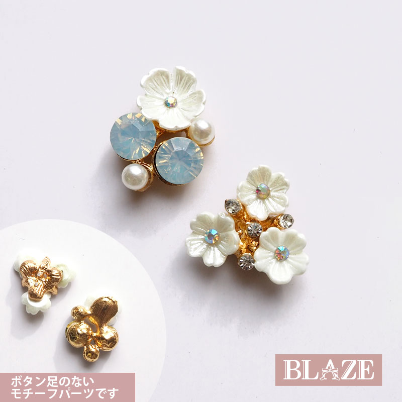 楽天市場】フラワー カボション メタル ビジュー パール シェル