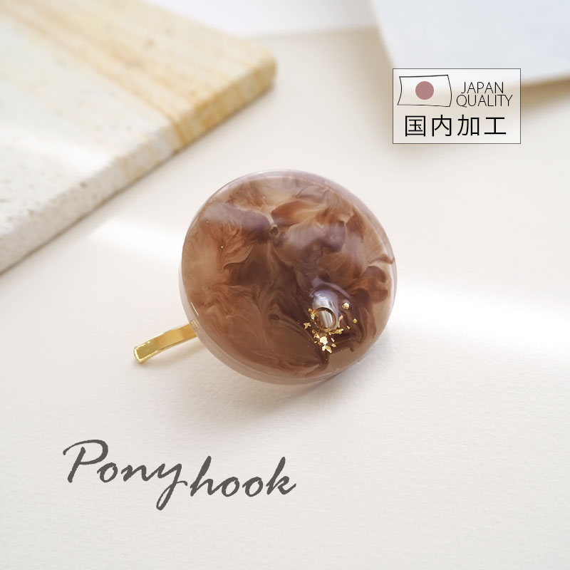 楽天市場】ポニーフック サークル マーブル ゴールド レジン ヘアゴム